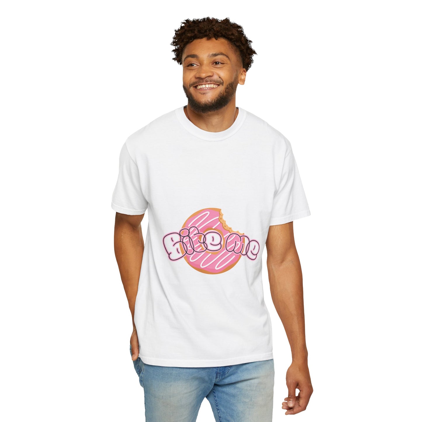 Donut 'Bite Me' Graphic Tee — Cute Pink Pastry T-Shirt