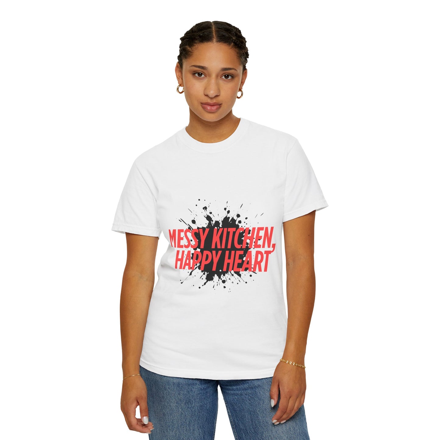 Messy Kitchen, Happy Heart T-Shirt — Funny Chef/Cooking Tee