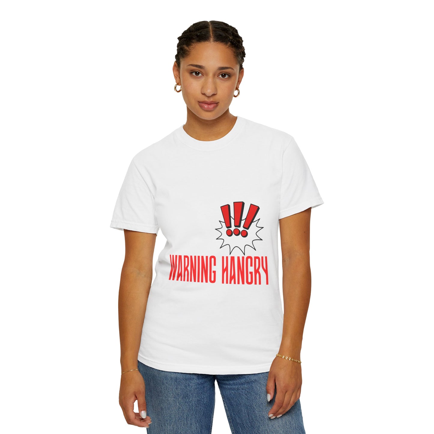 Warning Hangry T-Shirt — Funny Graphic Tee with Exclamation Design