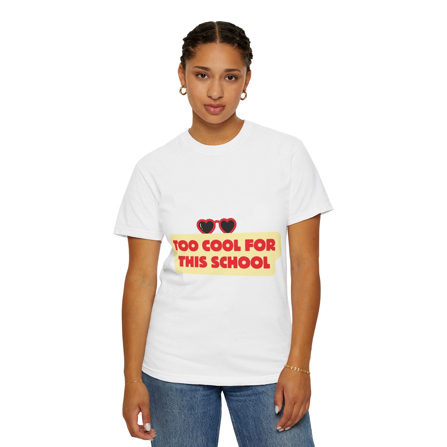 Too Cool for This School T-Shirt — Retro Heart Sunglasses Graphic