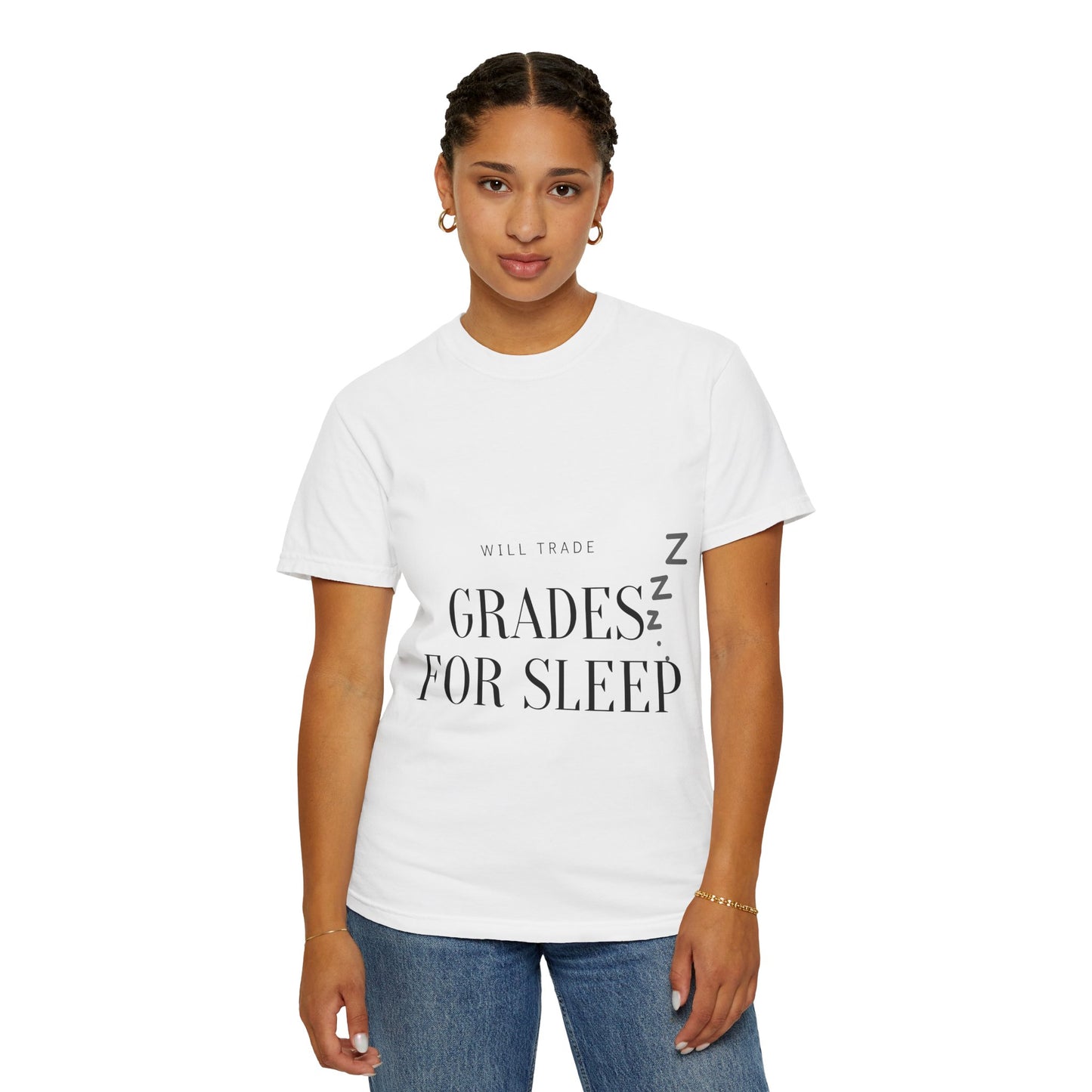 T-Shirt — "Will Trade Grades for Sleep" Funny Student Sleep Tee