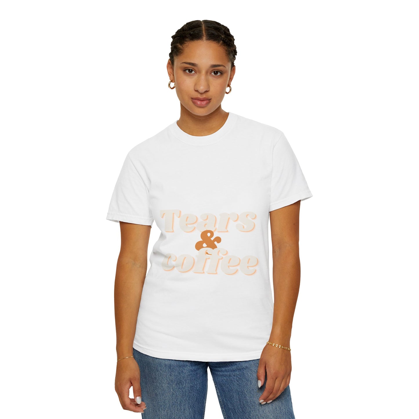 Tears & Coffee Graphic T-Shirt — Retro Script Casual Tee