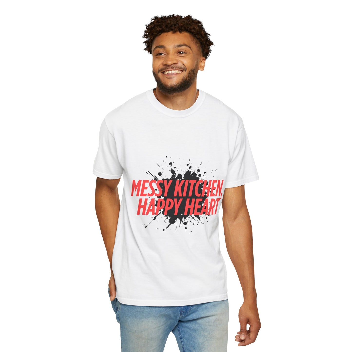Messy Kitchen, Happy Heart T-Shirt — Funny Chef/Cooking Tee
